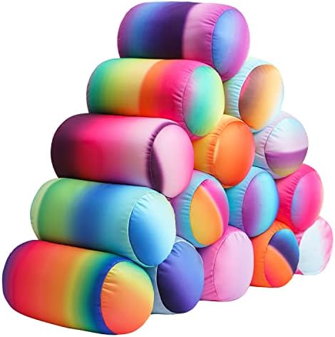 Squish Microbead Pillow Neck Lumbar Body Sopport Microbead Bolster 7 and 12Inches Travel Pillows for Chair Sleeping Car Seat Emotional Colorful Dormroom Accessory(Blue Green)