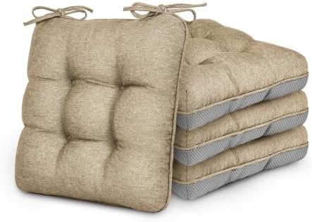 Love's cabin Memory Foam Chair Cushions Set of 4, 19 Inch, Linen