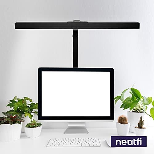 Neatfi 3,000 Lumens LED Desk Lamp with Clamp | Dimmable | 5 Brightness Levels & 5 Light Modes | Memory Function | Eye-Caring Flexible Lamp for Home & Office (28 Inches, Black)
