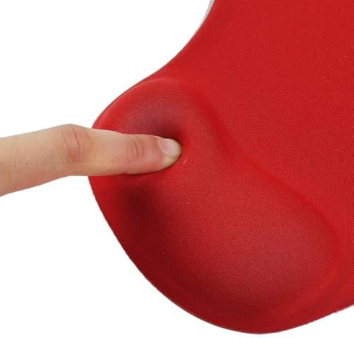 Office Mousepad with Gel Wrist Support - Ergonomic Gaming Desktop Mouse Pad Wrist Rest - Design Gamepad Mat Rubber Base for Laptop Computer -Silicone Non-Slip Special-Textured Surface (06Red)