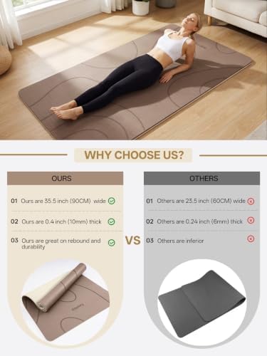 EaseUp Large Yoga Mat 73x35.5x0.4",10mm Thick Non-Slip for Home Workout