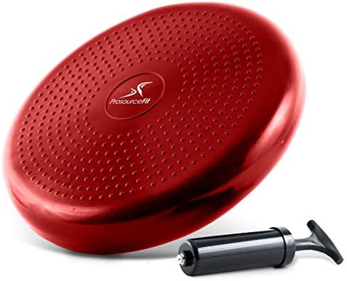 ProsourceFit Core Balance Disc, Inflatable Wobble Cushion with Hand Pump, Dual-Textured Non-Slip Surface for Core, Balance, and Stability Training, 14-inch