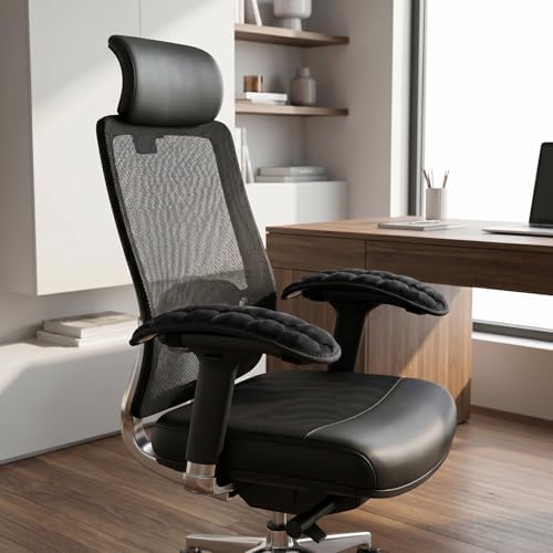 MAGICLULU Chair Armrest Pads Protective Covers Stretchable Soft Armrest Cushions for Office Dining Gaming and Bar Chairs Comfortable Elbow Support Black