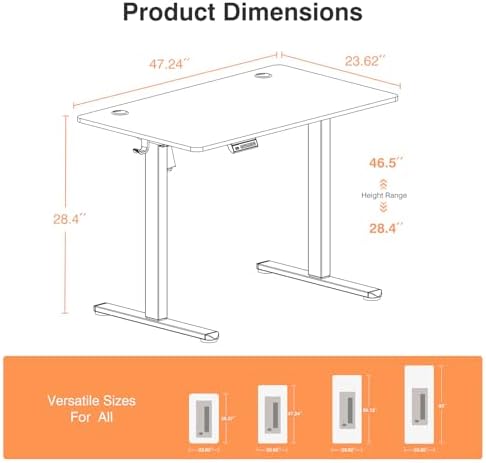 Sweetcrispy Electric Standing Desk, Computer Desk, 48x24 Inch