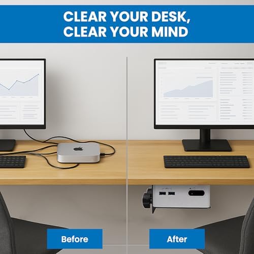 Mount-It! Adjustable Thin Client Mini PC Mount – Under Desk, Wall, Pole, or VESA Monitor Stand – Fits Mac mini, Small CPUs, Thin Clients, Docking Stations – Holds 11 lbs