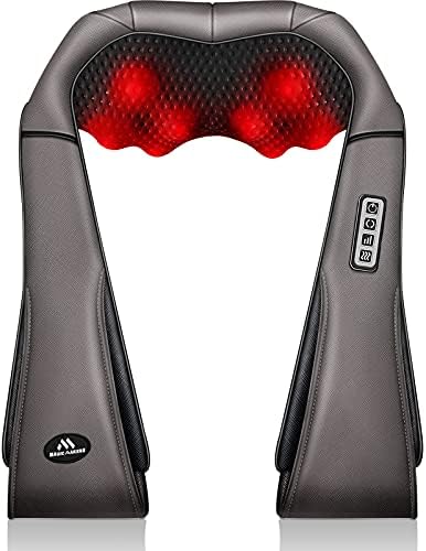 MagicMakers Neck Massager with Heat for Pain Relief Deep Tissue Gifts, Gray