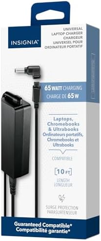 Insignia 65W Universal Laptop Charger Replacement Adapter 10 ft. Cable for Dell HP Acer Asus HP Dell Lenovo IBM Notebook Ultrabook Chromebook Surge Protection Power Supply