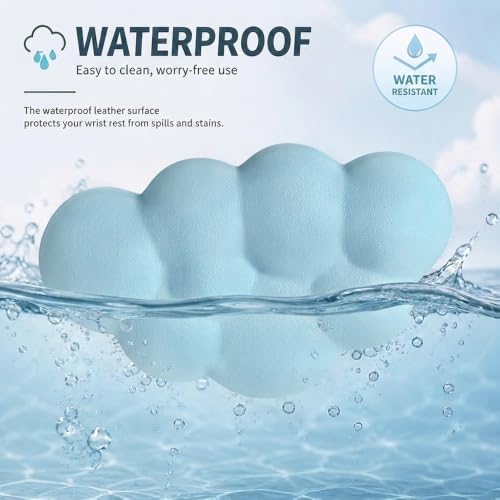 Cloud Wrist Rest Cushion for Mouse Ergonomic Soft PU Leather Memory Foam Wrist Pain Relief Mouse Wrist Support Pad with Anti-Skid Base for Office School Home Laptop & Computer Mouse (Blue)