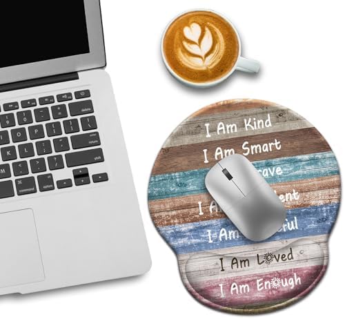 LIMKRIAN Inspirational Ergonomic Mouse Pad with Wrist Rest, 9.8 x 8.6 in
