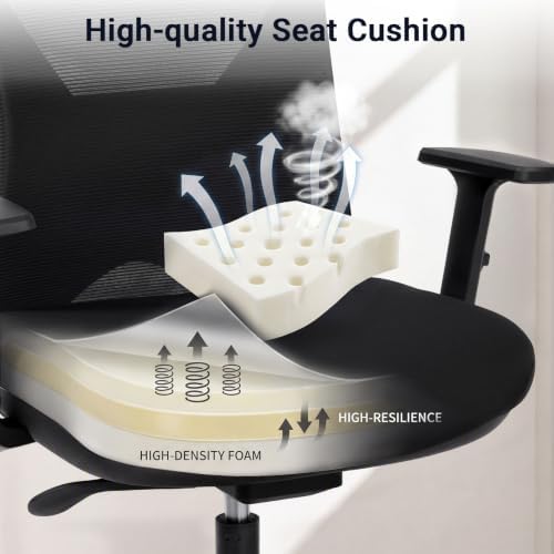 HYLONE Big and Tall Office Chair, High Back Mesh Chair with Adaptive Gravity Balance Recline, Adjustable Headrest & Lumbar Support, Comfortable Home Office Chair, X-Frame Structure