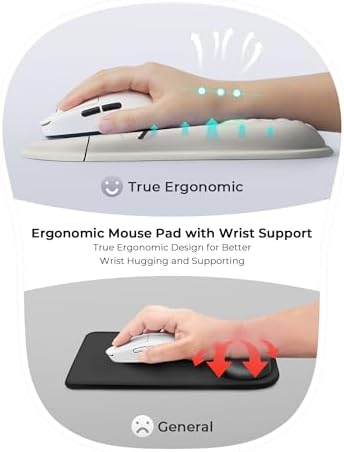 Ergonomic Mouse Pad with Cute Black Cat Design, for Carpal Tunnel Pain Relief, 65% Usable Mouse Area, Memory Foam Concave Wrist Rest for Office, PC, Gaming