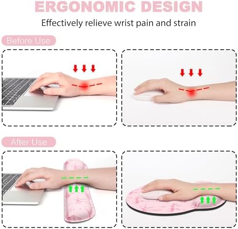 Ergonomic Mouse Pad with Wrist Rest and Keyboard Wrist Rest, Mousepad
