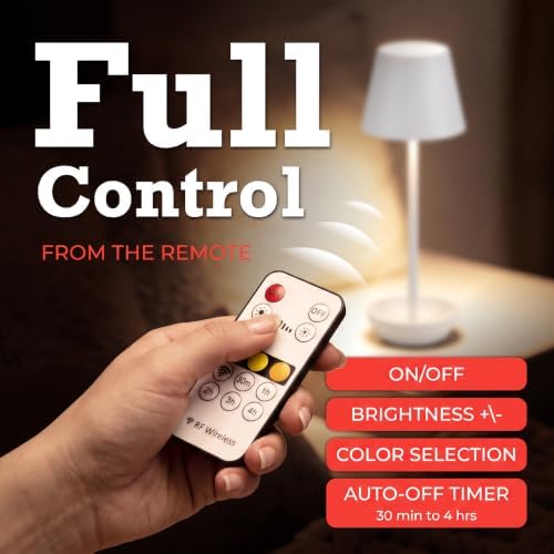 Cordless Table Lamp 2-Pack, Rechargeable Touch Lamp with Remote