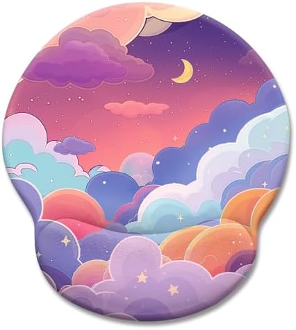 LIMKRIAN Purple Cloud Mouse Pad with Wrist Rest, Cute Small Mouse Pad