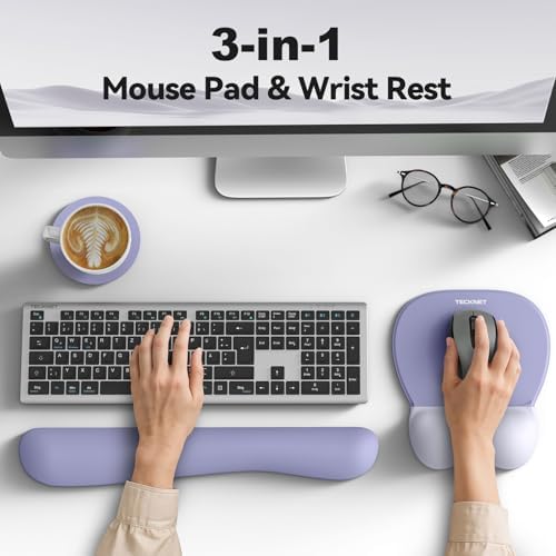 TECKNET Gel Ergonomic Mouse Pad & Keyboard Wrist Rest & Coaster