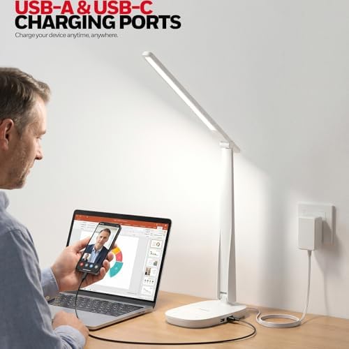 Honeywell LED Desk Lamp Home Office Dimmable 4 Color Reading Light USB Port