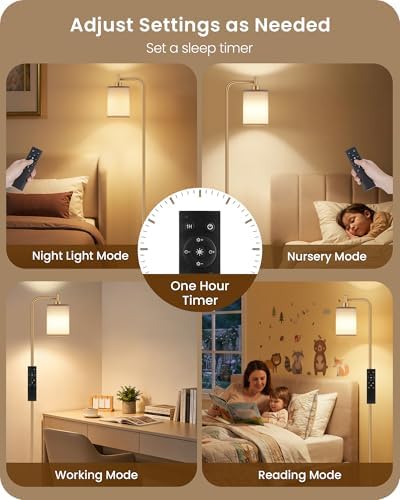 Dimmable Floor Lamp for Living Room with Remote & 10W Bulb