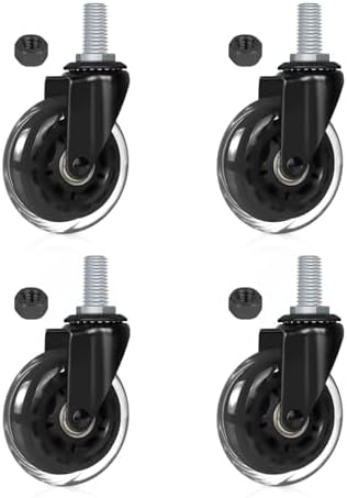 Hirate 3 inch M10 x 20mm Threaded Stem Swivel Caster Wheels with Hex Nuts