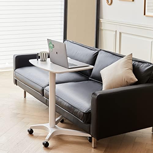 47" Mobile Standing Desk(26" W*19.3" D), Adjustable Height Laptop Desk, Pneumatic Desk with Gas Spring Riser, Podium for Home, Office，Classroom，Medical, (29" to 46.9" H) (White)