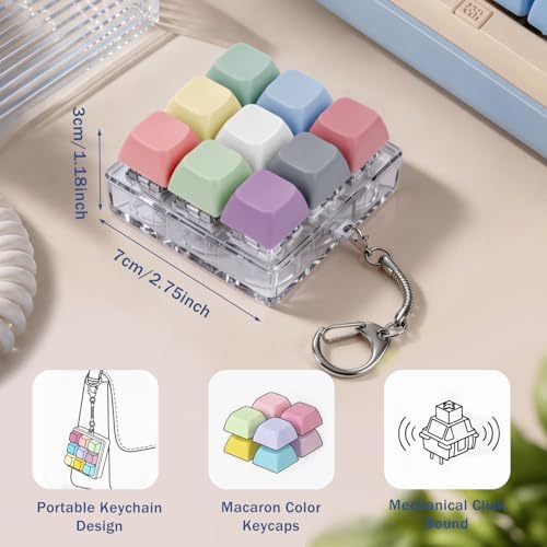 Keyboard Fidget Toy, Creamy Fidget Clicker Keyboard Fidget Keychain, Button Fidget Gifts for Adults, Boost Focus & Ease Anxiety Anywhere — Perfect Stress-Relief Gift (3×3 Grid Layout E)