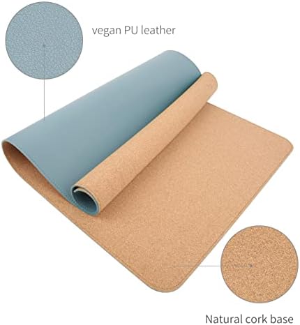 RENMTURE Dual-Sided Mouse Pad, Natural Cork & PU Leather Large Desk Pad for Office and Home Work, Desk Protector Non-Slip, Waterproof, Easy Clean (Blue Gray,47"x17")