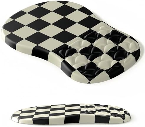Ergonomic Mouse Pad Wrist Support,Black&White Wrist Rest Mousepad for Carpal Tunnel Pain Relief with Integrated Memory Foam Slope Massage Design