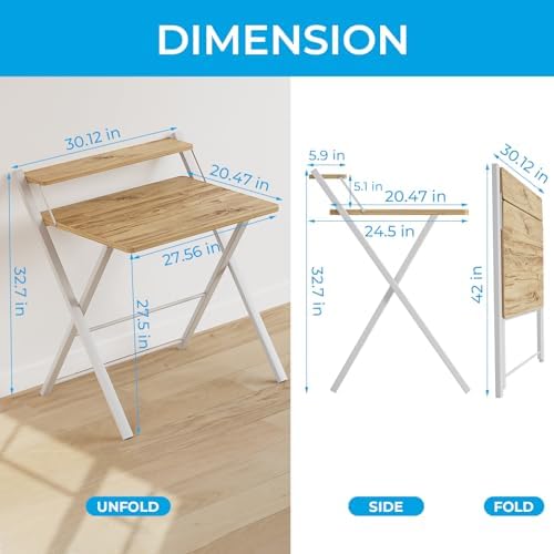 GreenForest Folding Desk No Assembly, Sturdy Computer Desk for Small Spaces