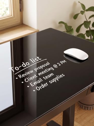 Marsail 48 x 24 inch Glass Standing Desk with Drawer Storage, Matte Black