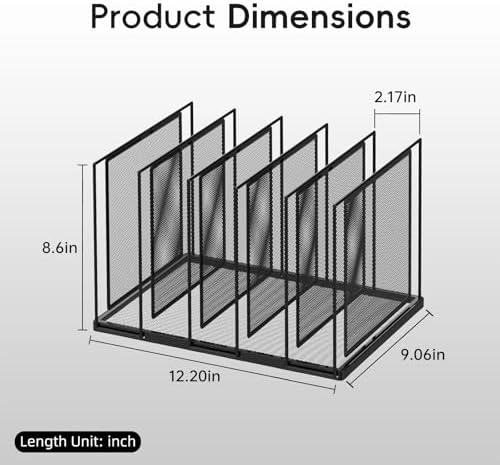 File Organizer for Desk, 5-Section Vertical File Sorter, Paper Holder Organizer Standing Metal File Folder for Office Home Classroom, Black