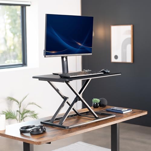 VIVO Black 29 in Single Top Standing Desk Converter, DESK-V000U