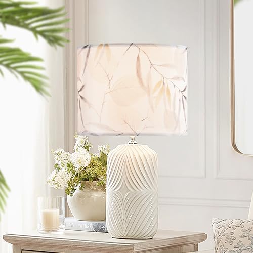 GO&SO Lamp Shades 1Pc,13" D x 10" H,Leaf Floral Drum Lamp Shade