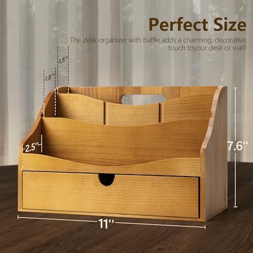 Rebee Vision Mail Organizer for Desk with 4-Slot Letter Home Decor, Yellow