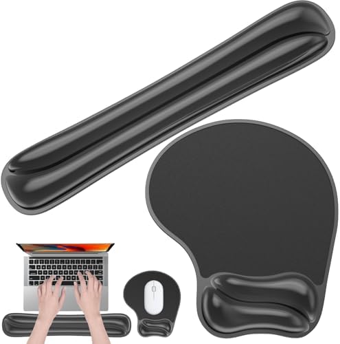 Gel Wrist Rest Mouse Pad Set, Ergonomic Support for Office Gaming
