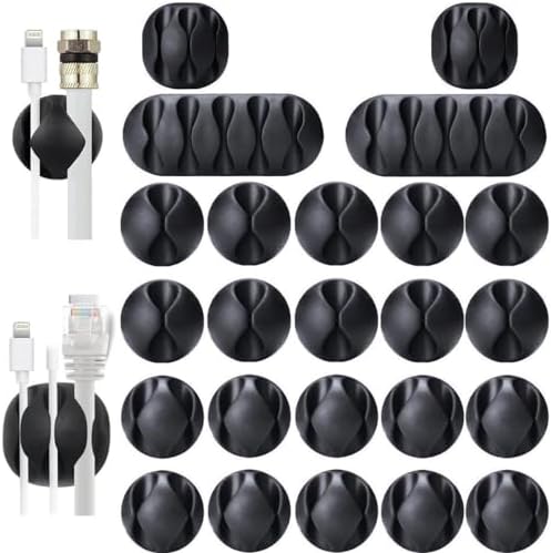 24PCS Cable Clips, Self Adhesive Cord Holder Organizer for Wire Management