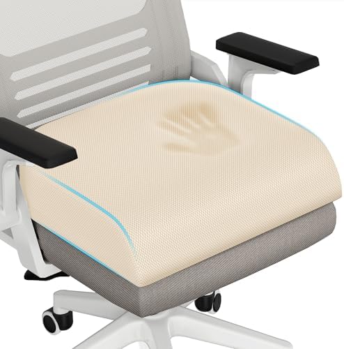 TranquilRelax 2XL Memory Foam Seat Cushion for Office Chair, 3.7-Inch, Khaki
