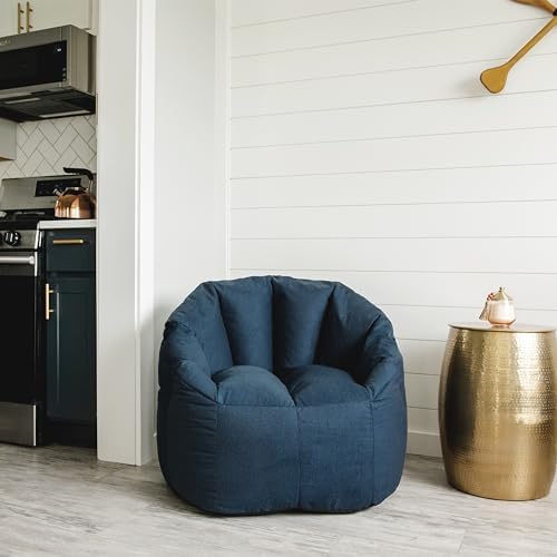 Big Joe Milano Bean Bag Chair for Kids, Teens, Adults, Denim Cobalt Lenox, Durable Woven Polyester, 2.5 foot Refillable