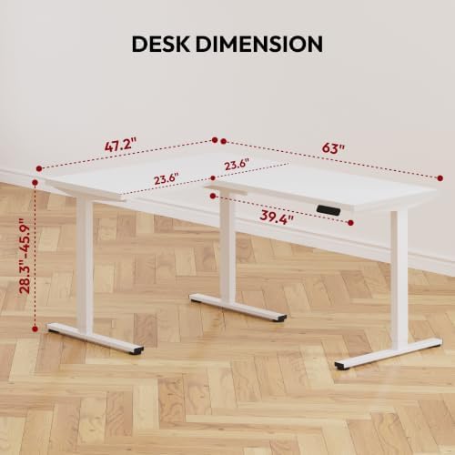 SANODESK 63Inch L-Shaped Electric Standing Desk Motorized Corner Desk