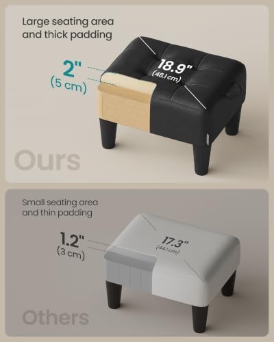 SONGMICS Storage Ottoman, PVC Leather Footrest with Hidden Storage