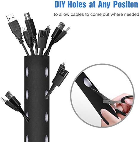 JOTO 4 Pack Cable Management Sleeve -Black, 2 Large