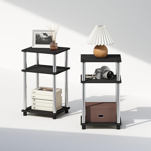 Furinno JUST Set of 2 Toolless 3-Tier Night Stand, Americano