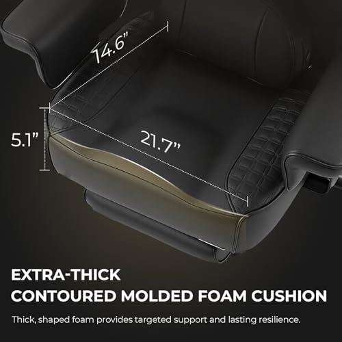 Dowinx Big and Tall Office Chair 400 Lbs with Rotating Massage Lumbar Support, Thick Seat Cushion and Adjustable Armrest,Computer Gaming Chair with Footrest,Black