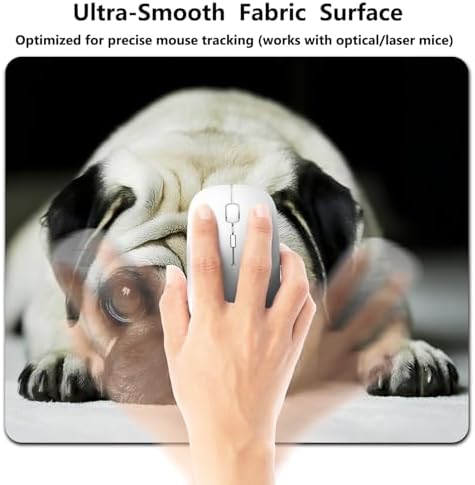 9.5x7.9 Inch Office/Gaming Mouse Pad, Adorable Pug Puppy with Sad Expression, Cute Anti-Slip Mat for Desk Decor