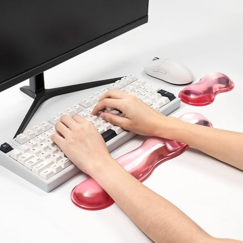 Gel Keyboard and Mouse Wrist Rest Set, Pink Wrist Pad for Computer Keyboard