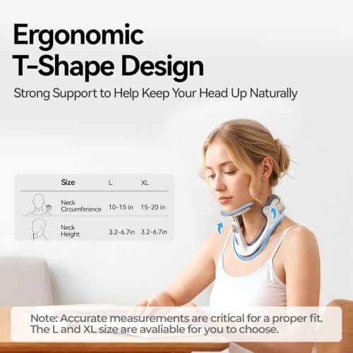 Posture Corrector for Neck & Cervical Spine Alignment - Memory Foam Support for Pain Relief, Tech Neck, 360° Adjustable Neck Collar, (White, Large)