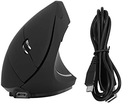 Weiyirot Black Ergonomic Design Vertical Mouse, High Precision Control 2.4GHz Wireless Mouse, Game for Home Office Computer