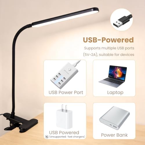 LED Desk Lamp with Clamp for Reading,Nail Art & Painting