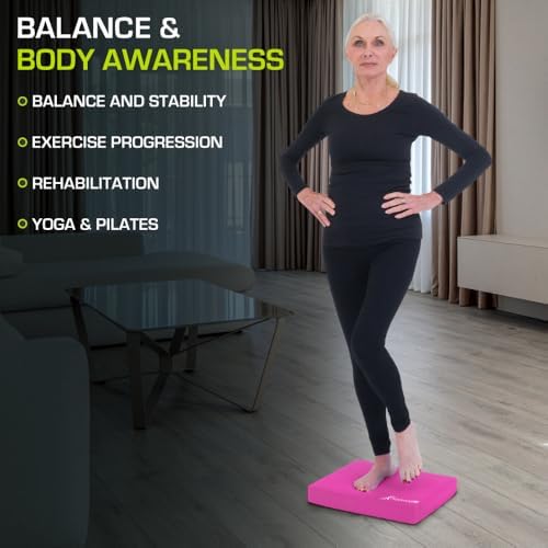 ProsourceFit Exercise Balance Pad, Non-Slip Cushioned Foam Mat & Knee Pad for Fitness and Stability Training, Yoga, Physical Therapy