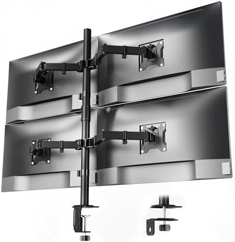 monTEK Quad Monitor Stand for Four 17-32" Screens, 22 lbs Each