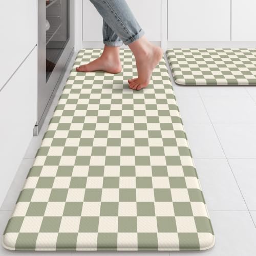 KIMODE Anti Fatigue Kitchen Mats for Floor,Farmhouse Kitchen Rugs Sets of 2