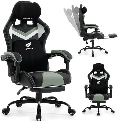 Ergonomic Gaming Chair for Adults, Black Green